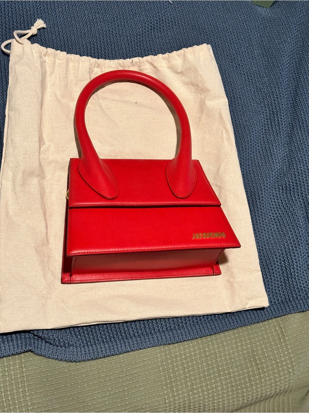 Authentic Jacquemus Red Top-Handle The large Chiquito handbag purse used once